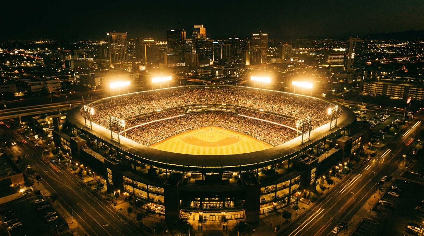 A stadium at night